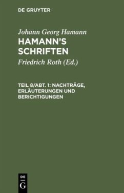 Nachträge, Erläuterungen und Berichtigungen - Hamann, Johann Georg