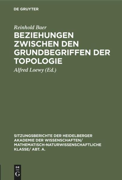 Beziehungen zwischen den Grundbegriffen der Topologie Beziehungen zwischen den Grundbegriffen der Topologie