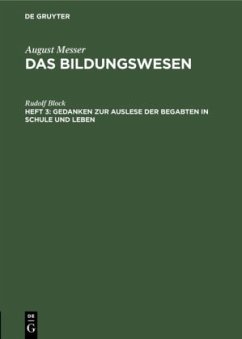 Cover Gedanken zur Auslese der Begabten in Schule und Leben