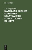 Nachlass Kleiner Schriften Staatswirthschaftlichen Inhalts