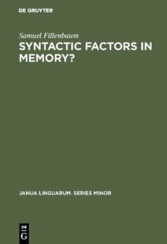 Syntactic factors in memory? - Fillenbaum, Samuel