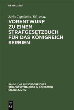 Cover Vorentwurf zu einem Strafgesetzbuch für das Königreich Serbien
