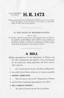 H.R. 1473, Making Appropriations for the Department of Defense and the Other Departments and Agencies of the Government for the Fiscal Year Ending September 30, 2011, and for Other Purposes