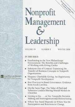 Nonprofit Management & Leadership, Volume 19, Number 2 - Herausgeber: Lohmann, Roger A. Ben-Ner, Avner Mills, Kathleen