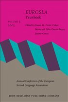 EUROSLA Yearbook - Foster-Cohen, Susan H. / García-Mayo, María del Pilar / Cenoz, Jasone (eds.)