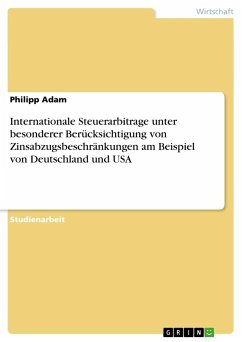 Internationale Steuerarbitrage unter besonderer Berücksichtigung von Zinsabzugsbeschränkungen am Beispiel von Deutschland und USA - Adam, Philipp