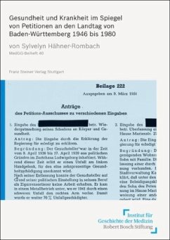 Gesundheit und Krankheit im Spiegel von Petitionen an den Landtag von Baden-Württemberg 1946 bis 1980 - Hähner-Rombach, Sylvelyn