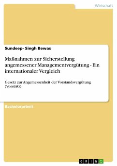 Maßnahmen zur Sicherstellung angemessener Managementvergütung - Ein internationaler Vergleich - Bewas, Sundeep- Singh