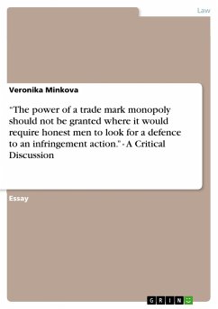 ¿The power of a trade mark monopoly should not be granted where it would require honest men to look for a defence to an infringement action.¿ - A Critical Discussion - Minkova, Veronika