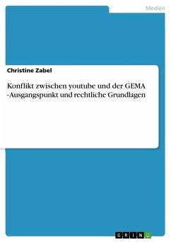 Konflikt zwischen youtube und der GEMA - Ausgangspunkt und rechtliche Grundlagen - Zabel, Christine