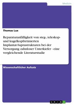 Reparaturanfälligkeit von steg-, teleskop- und kugelkopfretinierten Implantat-Suprastrukturen bei der Versorgung zahnloser Unterkiefer - eine vergleichende Literaturstudie - Lux, Thomas