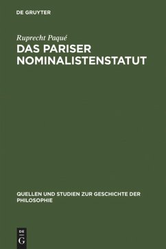 Das Pariser Nominalistenstatut - Paqué, Ruprecht