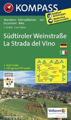 Kompass Karte Südtiroler Weinstraße. La Strada del Vino