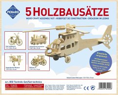 Cover PEBARO 850 - Holzbausätze, 5x Technik-Set (Lokomotive, Fahrrad, Hubschrauber, Oldtimer, Doppeldecker), 5 Holzkonstruktionen zum Zusammenstecken