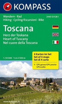 Kompass Karte Toscana - Herz der Toskana, 4 Bl.. Toscana - Heart of Tuscany. Toscana - Nel cuore della Toscana