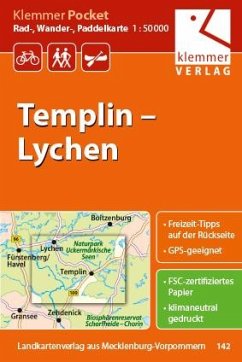 Klemmer Pocket Rad-, Wander- und Paddelkarte Templin - Lychen 1 : 50 000