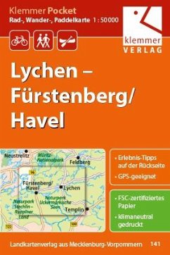 Klemmer Pocket Rad-, Wander- und Paddelkarte Lychen - Fürstenberg/Havel 1 : 50 000 - Herausgeber: Klemmer, Klaus