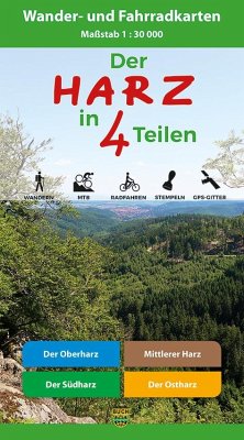 Der Harz in 4 Teilen, 4 Wander- und Fahrradkarten