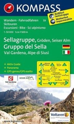 KOMPASS Wanderkarte Sellagruppe - Gröden - Seiseralm / Gruppo di Sella - Val Gardena - Alpe di Siusi