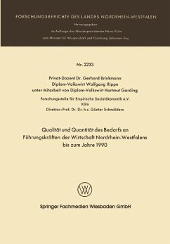 Qualität und Quantität des Bedarfs an Führungskräften der Wirtschaft Nordrhein-Westfalen bis zum Jahre 1990 - Brinkmann, Gerhard