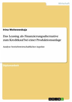 Das Leasing als Finanzierungsalternative zum Kreditkauf bei einer Produktionsanlage - Wolwowskaja, Irina