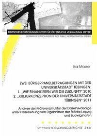 Zwei Bürgerpanelbefragungen mit der Universitätsstadt Tübingen: 1."Wie finanzieren wir die Zukunft?" 2010 2."Kulturkonzeption der Universitätsstadt Tübingen" 2011