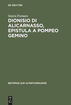 Dionisio di Alicarnasso, Epistula a Pompeo Gemino - Fornaro, Sotera