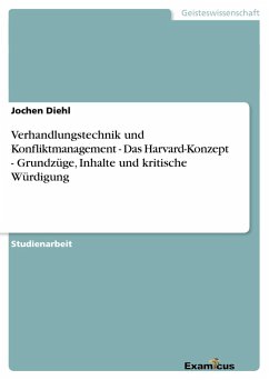 Verhandlungstechnik und Konfliktmanagement - Das Harvard-Konzept - Grundzüge, Inhalte und kritische Würdigung - Diehl, Jochen