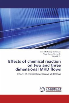 Effects of chemical reaction on two and three dimensional MHD flows