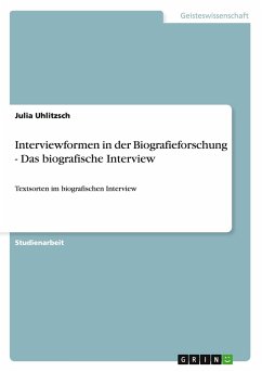 Interviewformen in der Biografieforschung - Das biografische Interview - Uhlitzsch, Julia