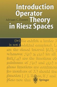 Introduction to Operator Theory in Riesz Spaces - Zaanen, Adriaan C.
