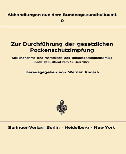 Zur Durchführung der gesetzlichen Pockenschutzimpfung Zur Durchführung der gesetzlichen Pockenschutzimpfung