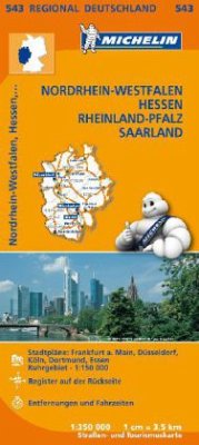 Michelin Karte Nordrhein-Westfalen, Hessen, Rheinland-Pfalz, Saarland. Allemagne Centre-Ouest