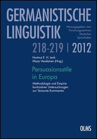 Persuasionsstile in Europa - Lenk, Hartmut E. H.; Vesalainen, Marjo