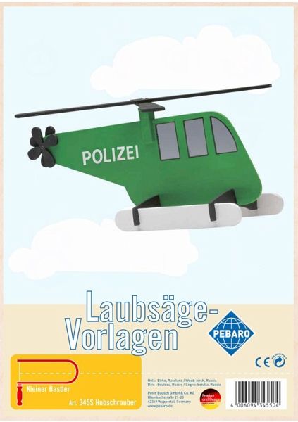 PEBARO 345S - Laubsägevorlage Hubschrauber, 1 Platte, Größe DIN A4 - Peter Bausch GmbH & Co. KG