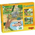 HABA 4960 - Puzzles Tiere, Kinderpuzzles ab 3 Jahren mit 3 Puzzle-Motive