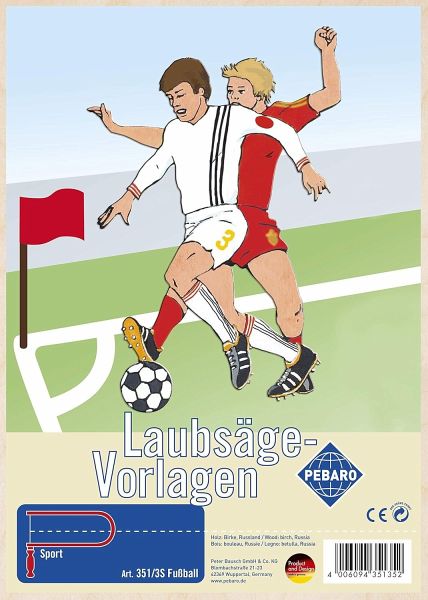 PEBARO 351/3S - Laubsägevorlage Fußball, 1 Platte, Größe DIN A4