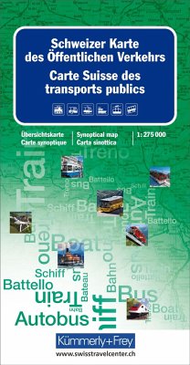 Cover Kümmerly+Frey Karte Schweizer Karte des öffentlichen Verkehrs. Carte Suisse des transport publics. Carta Svizzera dei trasporti pubblici. Map of Swiss Public Transport