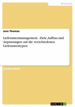 Lieferantenmanagement - Ziele, Aufbau und Anpassungen auf die verschiedenen Lieferantentypen - Thomas, Jens