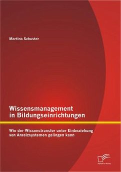 Wissensmanagement in Bildungseinrichtungen: Wie der Wissenstransfer unter Einbeziehung von Anreizsystemen gelingen kann - Schuster, Martina