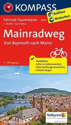 Fahrrad-Tourenkarte Mainradweg, Von Bayreuth nach Mainz