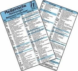Medizinische Abkürzungen - Medizinische Taschen-Karte Medizinische Abkürzungen - Medizinische Taschen-Karte