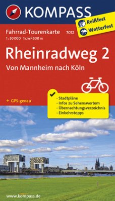 Fahrrad-Tourenkarte Rheinradweg 2, Von Mannheim nach Köln