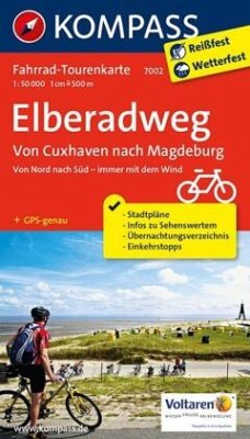 KOMPASS Fahrrad-Tourenkarte Elberadweg 2, Von Cuxhaven nach Magdeburg 1:50.000