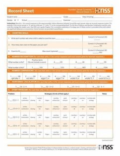 Number Sense Screener(tm) (Nss(tm)) Record Sheets, K-1, Research Edition - Jordan, Nancy; Glutting, Joseph