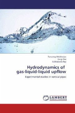 Hydrodynamics of gas-liquid-liquid upflow