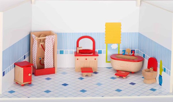 Goki 51959 - Puppenmöbel Badezimmer für Puppenhaus, 7-teilig - Bei  bücher.de immer portofrei