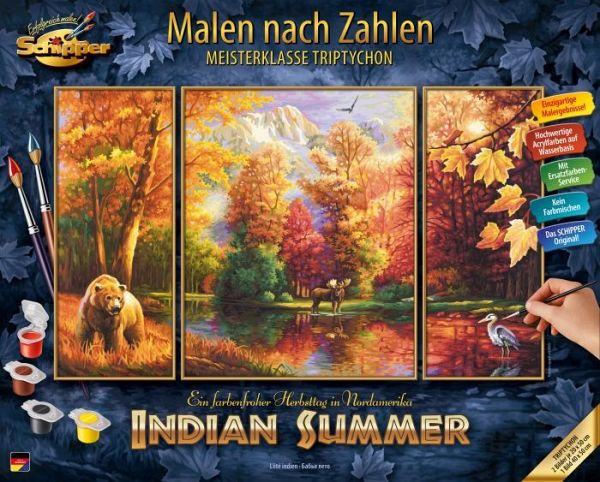Indian Summer 609260650 Malen nach Zahlen Triptychon Schipper 50x80cm Pinselset 