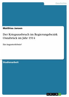 Der Kriegsausbruch im Regierungsbezirk Osnabrück im Jahr 1914 (eBook, ePUB)