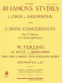 Cover 48 Famous Studies, (1st and 3rd Part): Oboe - Melodious Etudes with Oboe and Saxophone Sheet Music - Oboe and Saxophone Duet Book with 3 Duos Concertants